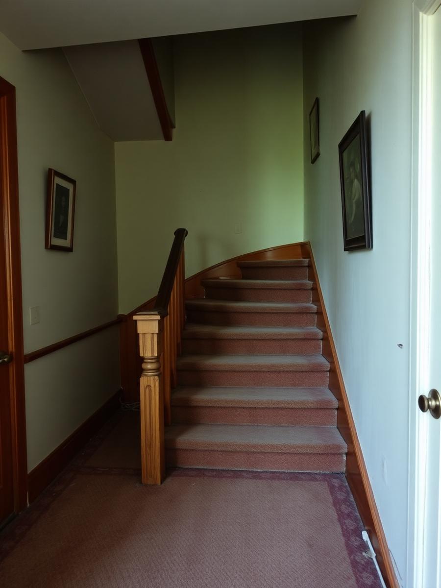 Voor — Trap met versleten loper